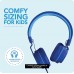 TALK WORKS Corded Headphones for Kids - Over Ear Headphones for Home, School, and Gaming - Lightweight, Portable, Cushioned Earcups, and Adjustable Headband - Comes in Fun Colors - One Size, Blue