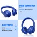 Bluetooth Headphones Over Ear,KVIDIO 55 Hours Playtime Wireless Headphones with Microphone,Foldable Lightweight Headset with Deep Bass,HiFi Stereo Sound for Travel Work Laptop PC Cellphone (Blue)