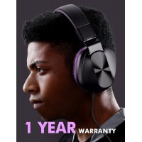 On-Ear Headphones with Microphone, Universal Foldable Wired Headphones for Adults Children Boys Girls Kids, Lightweight Portable Stereo Headphones with 1.5M Tangle-Free Cord for School Home Travel