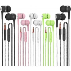 Earbuds Headphones with Microphone 5 Pack, Earbuds Wired Stereo Earphones in-Ear Headphones Bass Earbuds, Compatible with iPhone and Android Smartphones, iPod, iPad, MP3, Fits All 3.5mm Interface
